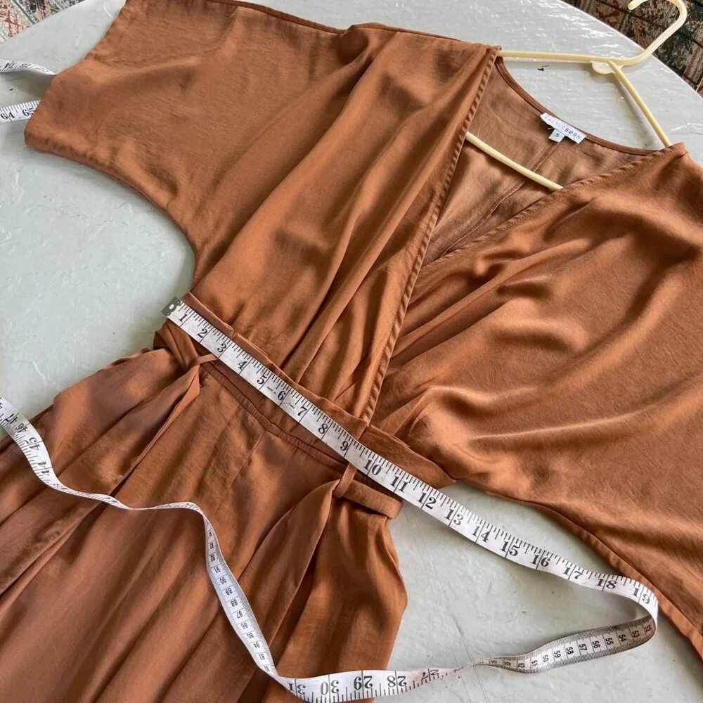 Baltic Born Santana Wide Leg Kimono Sleeves Belted Jumpsuit in Dark Camel Size S - Picture 7 of 9